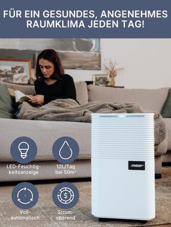 Зволожувач повітря Comedes® Demecto 12 - 12л/24г, тихий, з роликами, для дому та офісу до 25м²