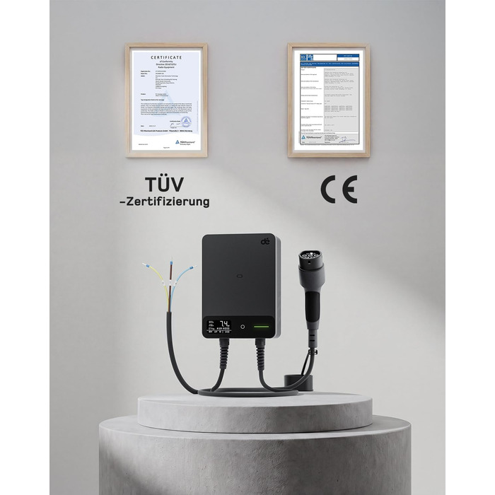 Зарядний пристрій для електромобіля Wallbox 11 кВт з Wi-Fi та кабелем Type 2 7.5м, 3 фази (6-16A, 400V), для BEV/PHEV, захист RCD Type A 30mA/DC 6mA, IP54, чорний