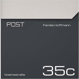 Поштова скринька Verda Anthracite з газетницею, порошкове покриття AkzoNobel, 2 ключі, табличка з ім'ям, дизайнерська настінна поштова скринька з нержавіючої сталі