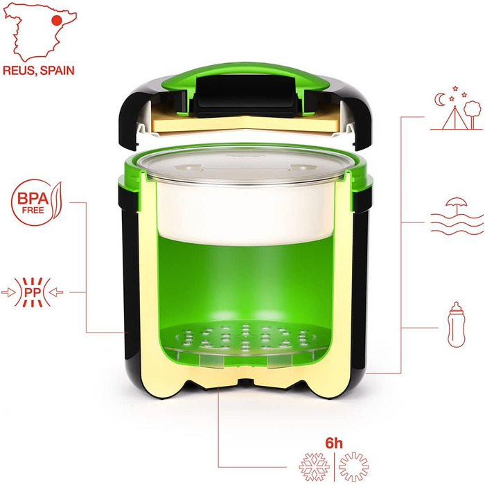 VALIRA PROTERM Pro-Term Food Container, Grey/Green, 4 L