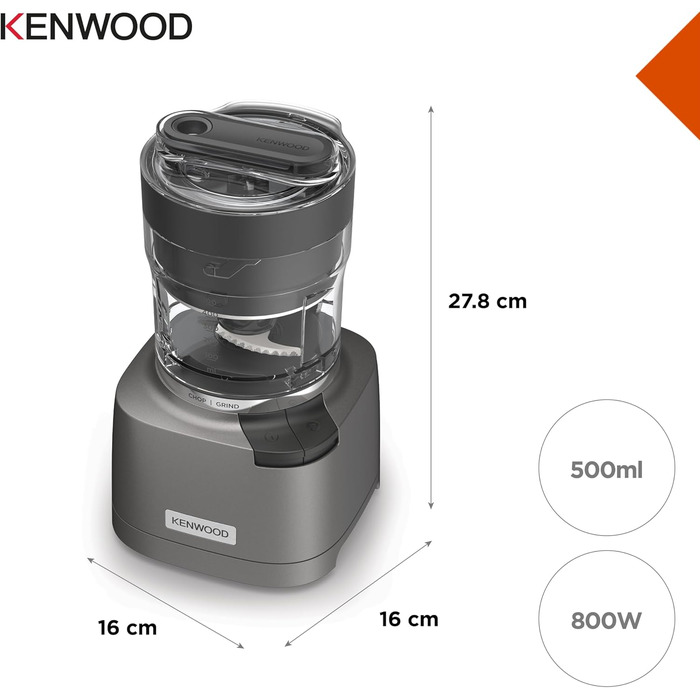 Електричний міні-подрібнювач Kenwood Easy Chop CHP61.100WH, білий, 800 Вт, 0,5 л