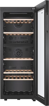 Haier 34 Bottle Wine Refrigerator - 2 Zone Wine Cooler with UV Glass Door, Wi-Fi & Touch Display, Vibration-Free Storage