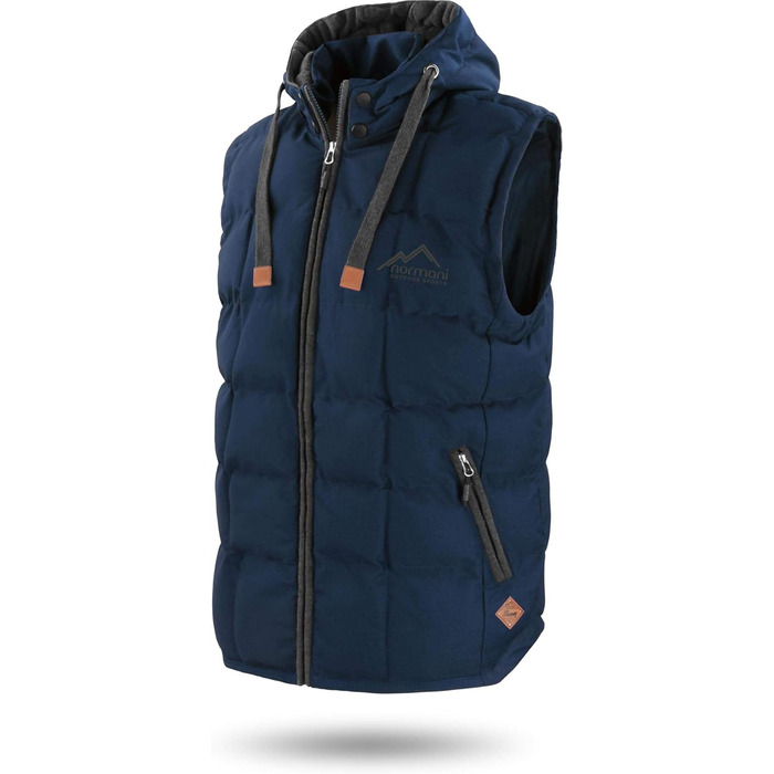 Жилет Normani Outdoor Sports з утепленням, водонепроникний, з капюшоном та шкіряним пачем (5XL, темно-синій)
