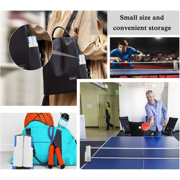 Знімне сітко для настільного тенісу, 190 см (макс), сітки для настільного тенісу, регульоване знімне сітко, портативне запасне сітко для столу для пінг-понгу, офісного столу, обіднього столу (Сірий, Синій)