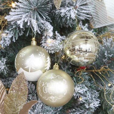 Декоративна куля на ялинку Sea Team з малюнком та блискучими прикрасами, набір (60 мм, 80 мм)