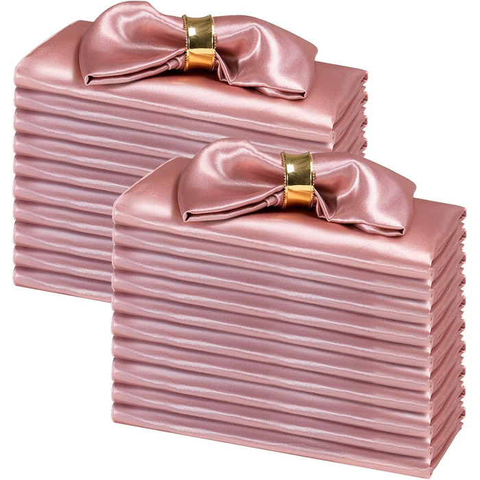 SiinvdaBZX 100-Piece Rose Gold Cloth Napkins 30.5x30.5 cm, Square Satin Napkins Silky Soft Dinner Napkins or Handkerchief for Banquet Wedding Christmas Thanksgiving Decoration