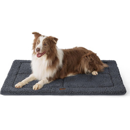 BEDSURE Washable Dog Mat - Large Dogs - 104x71 cm Washable Dog Cushion for Large Dogs, Sherpa Plush Dog Bed Large with High-Density Foam Filling, Dark Grey