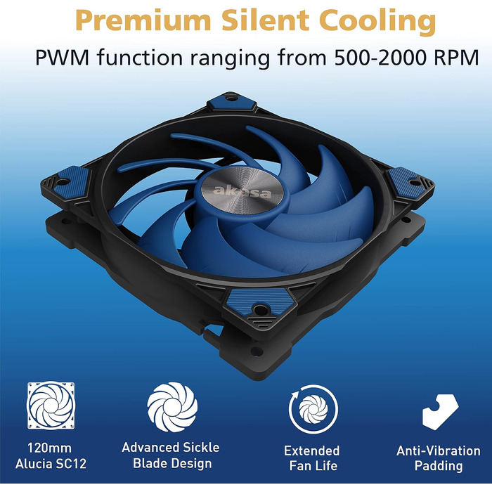 Кулер для процесора Akasa Alucia H4 Plus (LGA1700 Edition) з 120мм вентилятором, 4 теплові трубки, 185W TDP, для Intel LGA 2066, 2011, 1151, 1155, 1150, 1200, AMD AM4 AM5 Ryzen