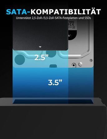 Док-станція Sabrent для 2 HDD/SSD SATA з USB-C, 2.5/3.5 дюймів, 5Gbps, підтримка клонування дисків, без інструментів