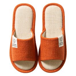 Льняні домашні тапочки на літо - дихаючі, з антиковзною підошвою для дому, готелю, для жінок та чоловіків, 36/37 EU, помаранчеві