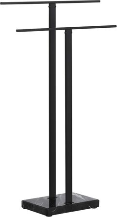 Підставка для рушників подвійна, настільна, з нержавіючої сталі SUS 304, з мамарморовою основою, чорного кольору, 84 см, BTH217-2