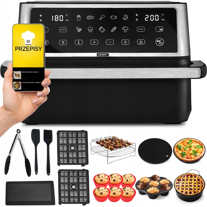 Аерофритюрниця Yoer 11л: 12 програм, 23 аксесуари, 2800 Вт