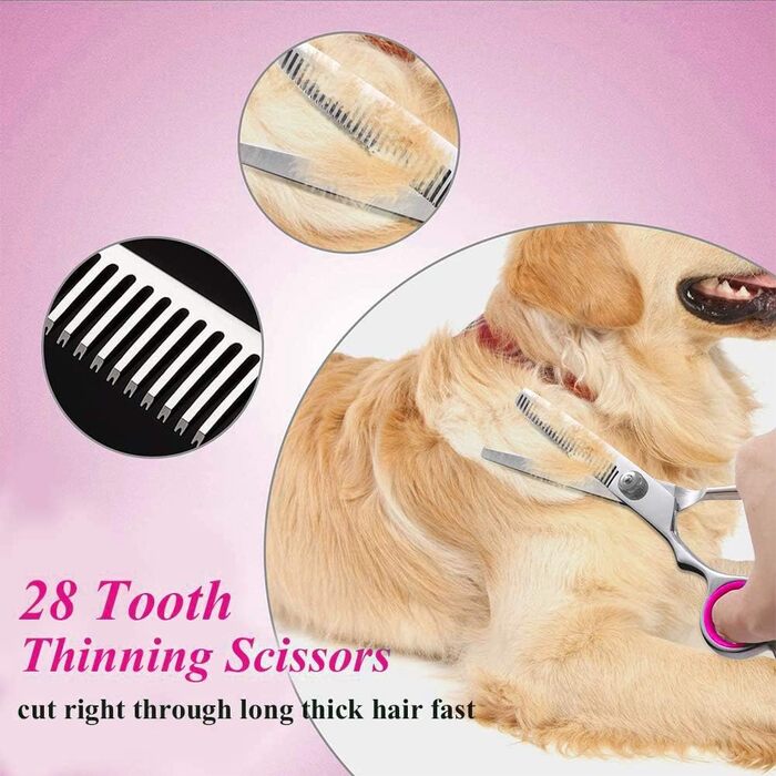 Професійна ножиця для грумінгу собак та котів, 6.5 дюймів, рожева