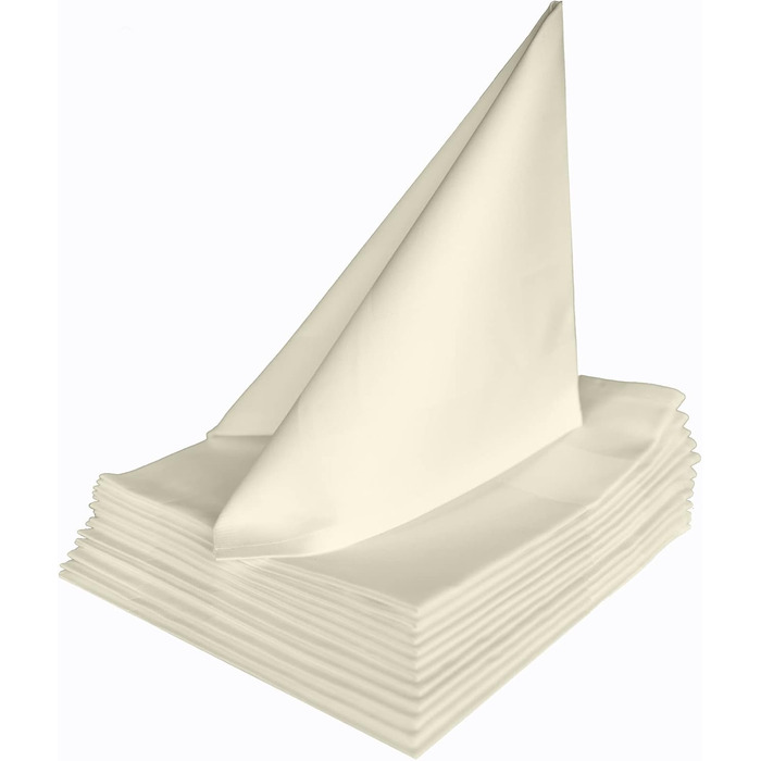 texpot 12 Cloth Napkins 50 x 50 cm with Satin Edge made of 100% Cotton - Color Champagne