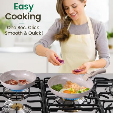 Набір посуду Chef Power Keramik 19 частин, антипригарне покриття, знімний ручка, для індукції, сумісний з духовкою, для кемпінгу, Mocca-Taupe