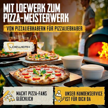 LOEWERK Pizza Ball Box with Lid – 4-Piece Set – Breathable Dough Box for Perfect Pizza Dough - Space-Saving Silicone Pizza Dough Box with Lid, Pizza Box, Pizza Ball Box, Proofing Box – Olive/Gray