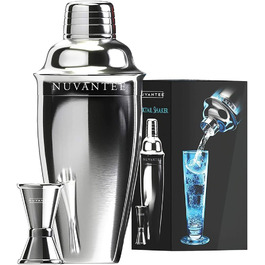 Набір для приготування коктейлів Nuvantee - Преміум барменський набір 0.7л з мірним стаканчиком та рецептами - шейкер, міксер, стейнер