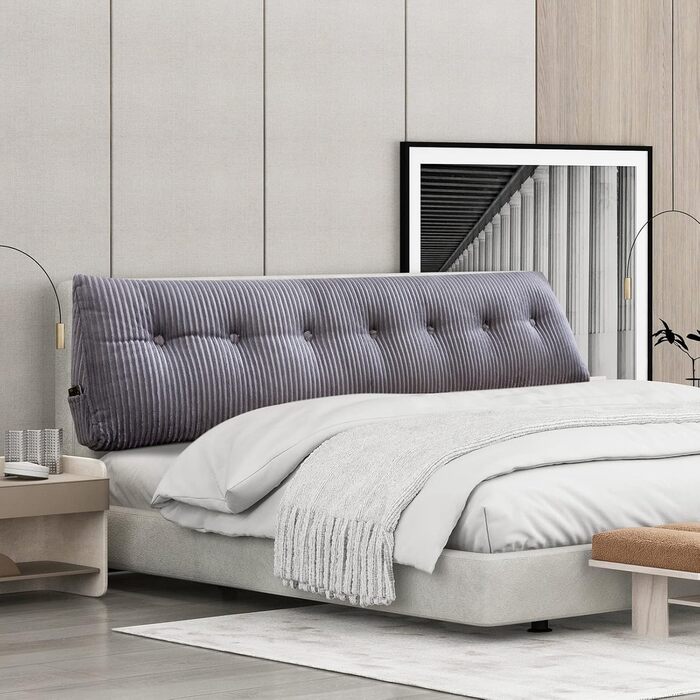 Підпорука для спини SLIGUY: трикутна подушка для ліжка, дивана, читання (120 x 50 x 20 см, сірий)