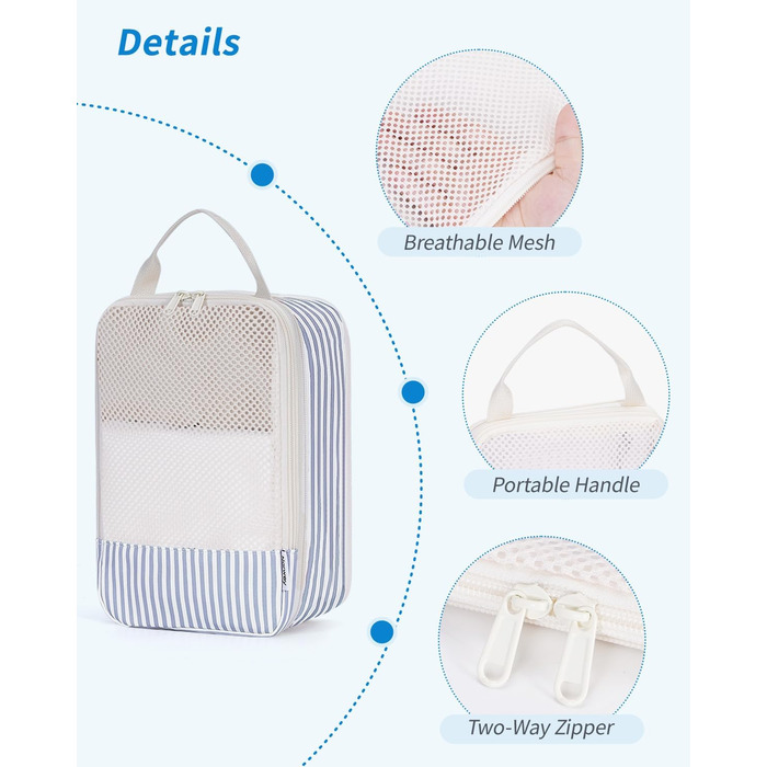 Набір органайзерів для валізи Narwey (6 шт.) - Кубики для пакування, компресійні мішки, органайзери для подорожей (Смугастий)