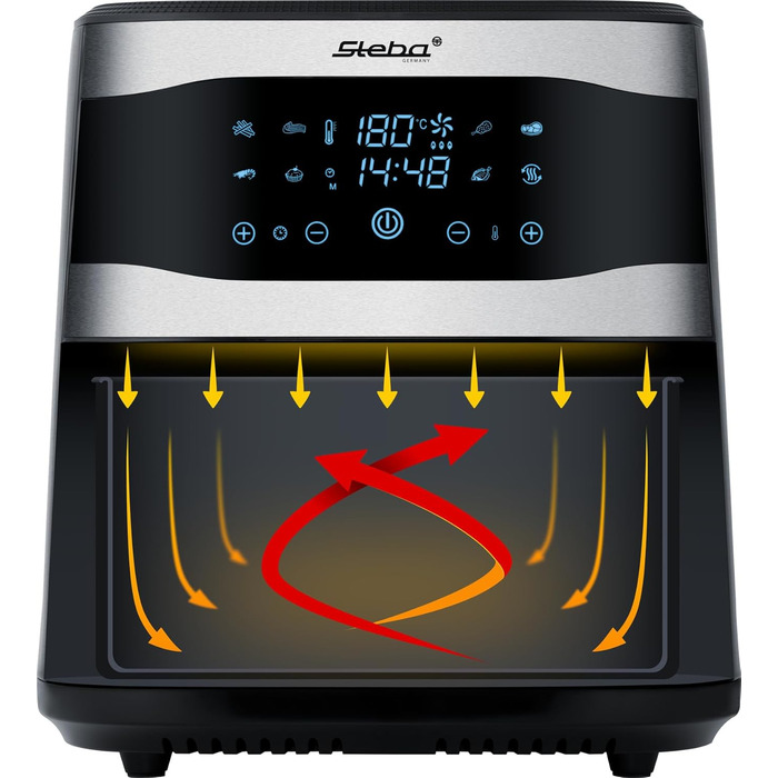 Фритюрниця Steba Family HF 8000, 8л, без олії, з сенсорним екраном, 8 програм, таймер 60 хв, 1800 Вт