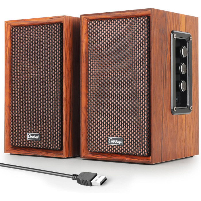 Комп'ютерні колонки 40W з дерева – потужний бас, Hi-Fi, USB/Bluetooth, DSP, для ноутбука та комп'ютера (5201-US)