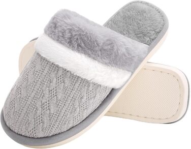 Тапочки жіночі Xnova, плюшеві, м'які, з пам'яттю, антиковзкі, теплі зимові, сірі, 44/45 EU