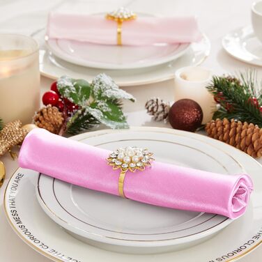 Aormenzy 50-Piece Light Pink Satin Napkins, 12 x 12 inches, Party Cloth Napkins, Square Satin Napkins, Dining Table Napkins, Soft Fabric Napkins for Wedding, Banquet, Party Decoration