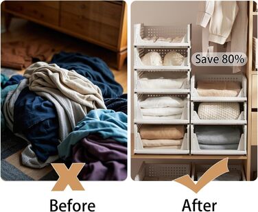 RMAN 4-Piece Closet Organizer Stackable Folding Closet Organizer for Drawers, Closet Organizer, Storage Boxes, Kitchen, Bathroom