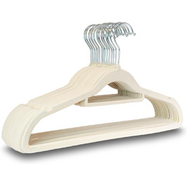 Набір вішалок для одягу UTTAM Samt - 50 шт. з бархатом, кріпленням для краваток та 360° гачком для дому (бежевий)