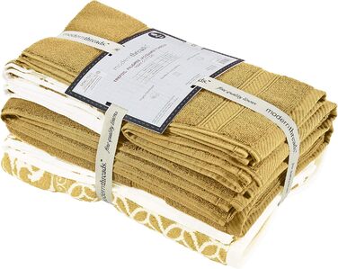 Amrapur Overseas | Trefoil Filigree 6-Piece Reversible Dyed Jacquard Towel Set (Gold) Standard Gold