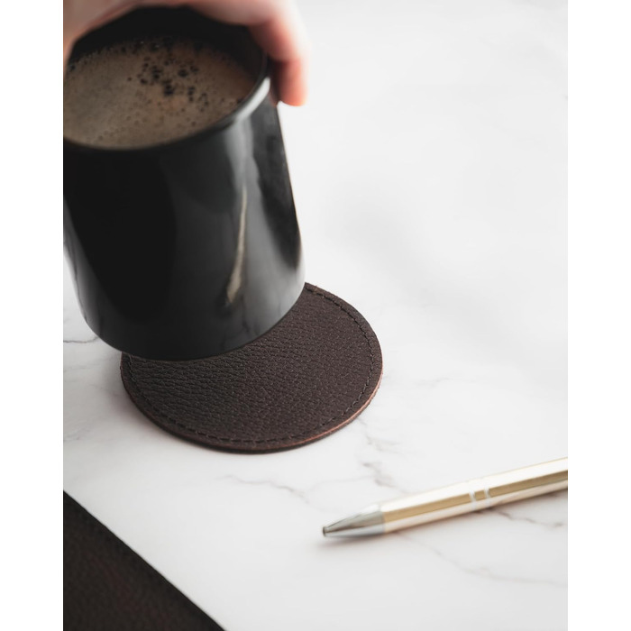 Підкладка для столу з натуральної шкіри, 2 шт. в наборі: XXL підкладка та килимок для миші (Коричнева)