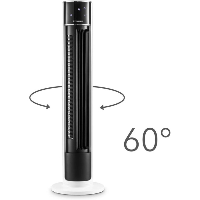 Вентилятор Tower TROTEC TVE 39 T з автоматичним обертанням 60°, LED-дисплеєм та 6 швидкостями, 45 Вт