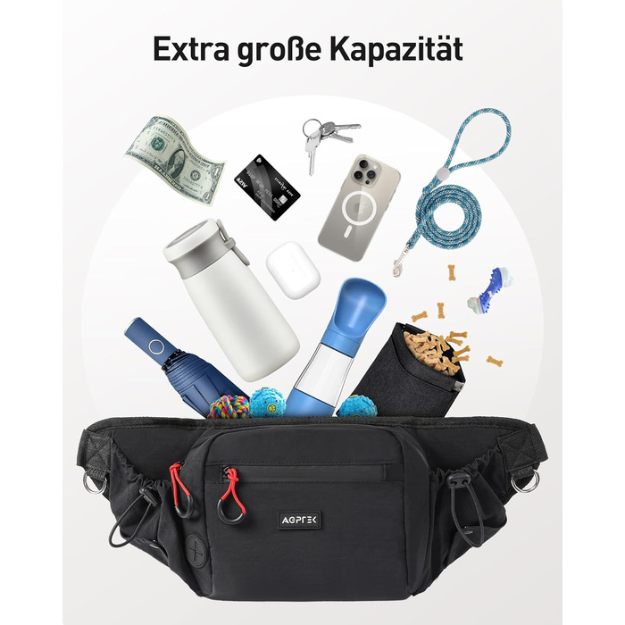Сумка для ласощів та корму для собак AGPTEK, поясна сумка для прогулянок, подорожей та активного відпочинку