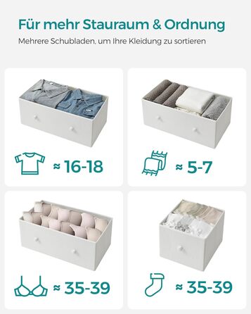 SONGMICS Chest of Drawers, Storage Cabinet, 5 Fabric Drawers, for Entryway, Living Room, White-Oak Finish LTS514W57