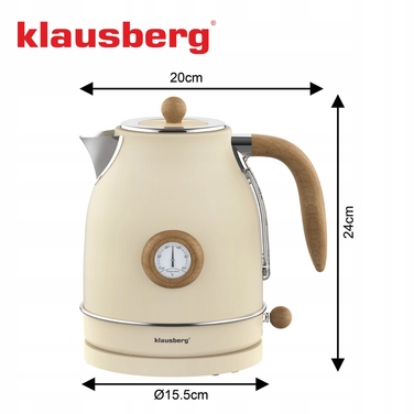 Електричний чайник Klausberg KB9006, 2200 Вт, 1,7 л, бежевий