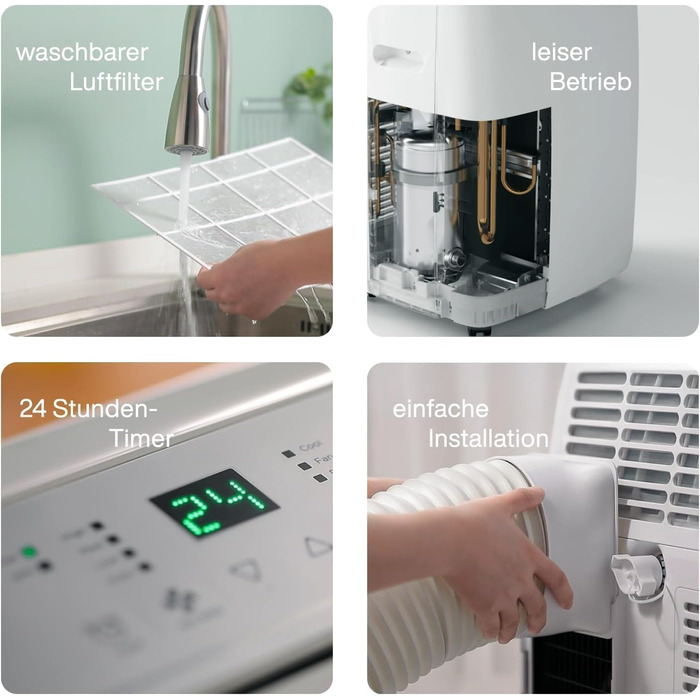 Кондиціонер TCL 9000 BTU (2,6 кВт) TAC-09CPB/NZB 3-в-1, з таймером, режимом сну, для вітальні, офісу, спальні, з функцією осушувача, з пультом керування, з випускним шлангом