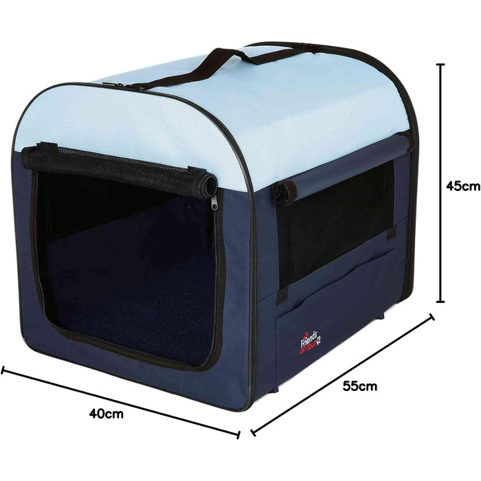 Тріксі переносна клітка для собак Basic XS 32x32x47 см з сіткою, флісовою підстилкою, 3 кишенями, кріпленням до землі та сумкою для перенесення