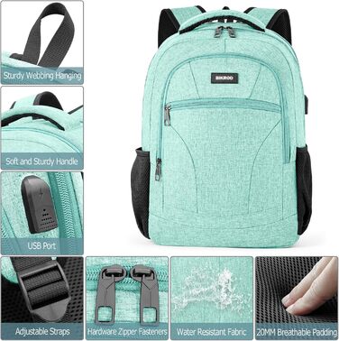 Рюкзак BIKROD для чоловіків та жінок, шкільний рюкзак для хлопчиків та дівчаток-підлітків, 15.6