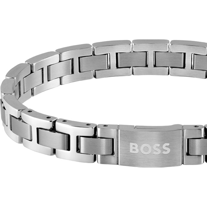 Браслет чоловічий BOSS METAL LINK ESSENTIALS сріблястий з застібкою-карабіном, сталь
