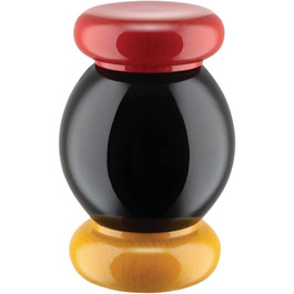 Alessi Totem Domestici ES18 – дизайнерський млин для солі, перцю та спецій з бука, чорного, жовтого та червоного дерева
