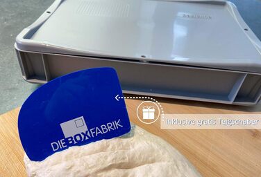 Pizza Ball Box (40 x 30 x 7 cm) for pizza dough, reusable box for pizza (reusable packaging), including dough scraper, complete set (2x box, 1x lid)