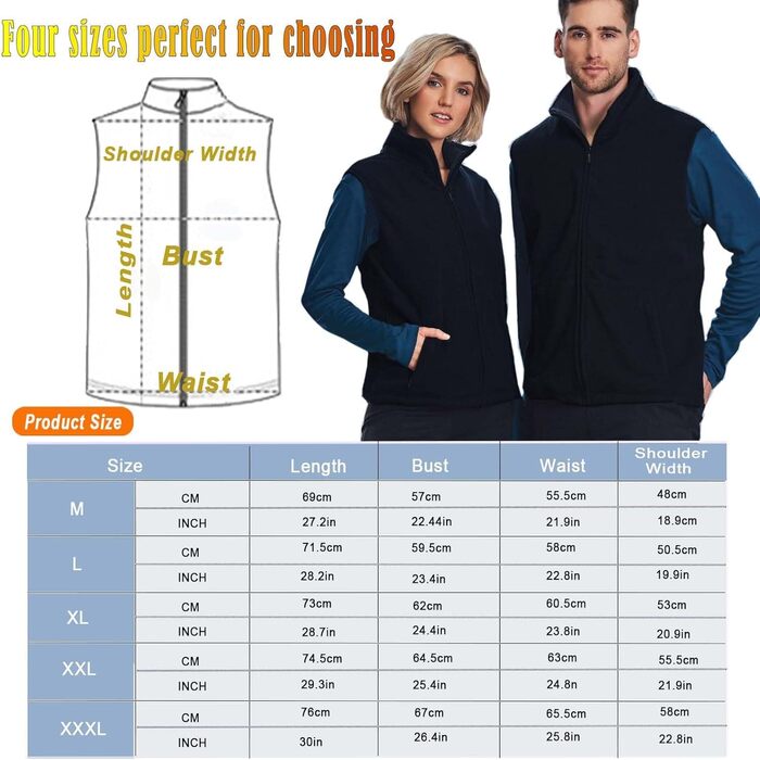 Обогревна жилетка TOUVE для чоловіків та жінок, електрожилетка з поларфлісу, 5 зон обігріву, 3 режими температури, чорний, 2025 (без Powerbank)