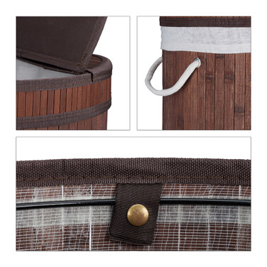 Relaxdays Laundry Basket Bamboo with Folding Lid