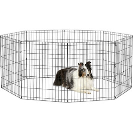 New World Dog Playpen - Freestanding Pen, 61x76cm & 157x157x76cm, Black E-Coating