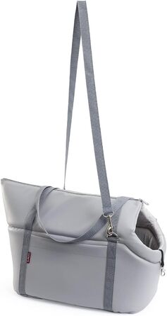 Сумка-переноска для собак та котів | Шкіряна сумка-переноска з карабіном | до 15 кг | Сіра | L 42 x 29 x 33 см