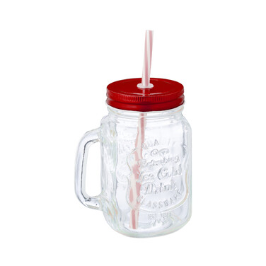 Relaxdays Set of 8 Drinking Glasses with Lids - Red