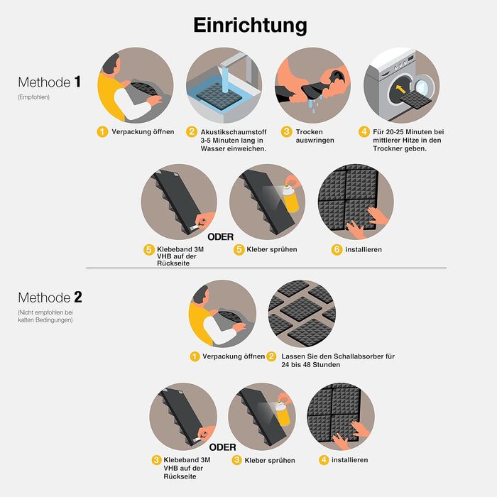 Акустичний поролон Fstop Labs для звукоізоляції, набір 12 шт. 3D панелі-поглиначі ехо та шуму (пірамідки), 30 x 30 x 5 см, чорний