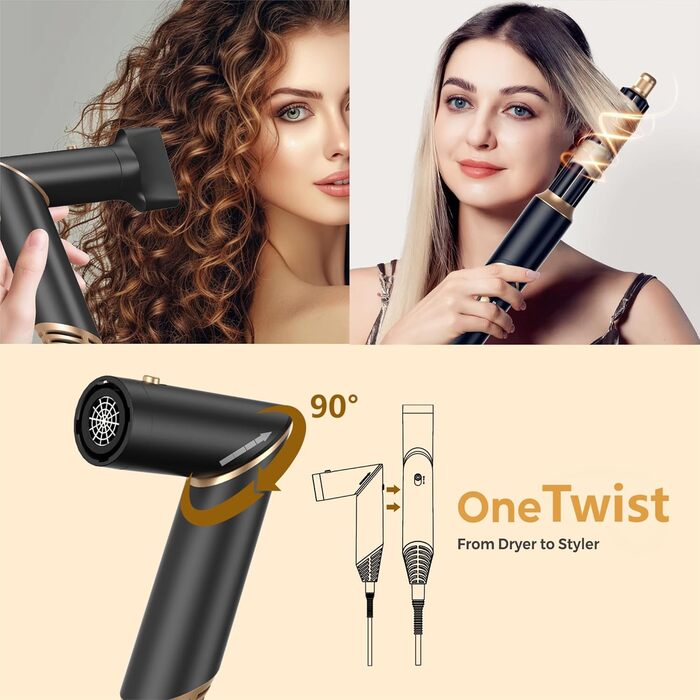 Набір для укладки волосся Airstyler 5 в 1: фен, щітка, плойка, брашшін, стайлер. Чорний