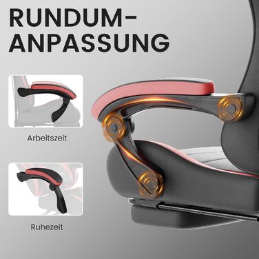 Геймерське крісло Ergonormic з підставкою для ніг та підтримкою попереку, чорно-червоне