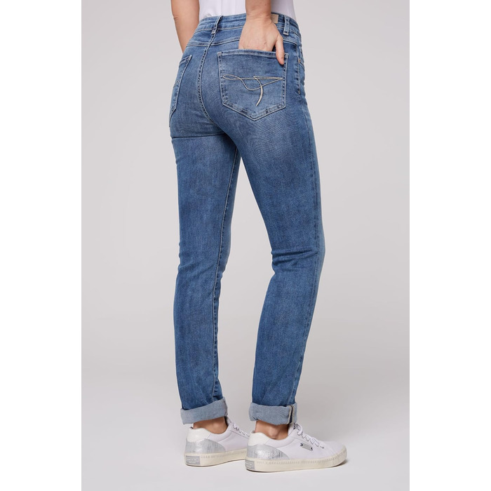 Джинси жіночі SOCCX Regular Fit: зручний стрейч-денім, прямі штанини, середня посадка, блакитний вінтаж 27W/34L